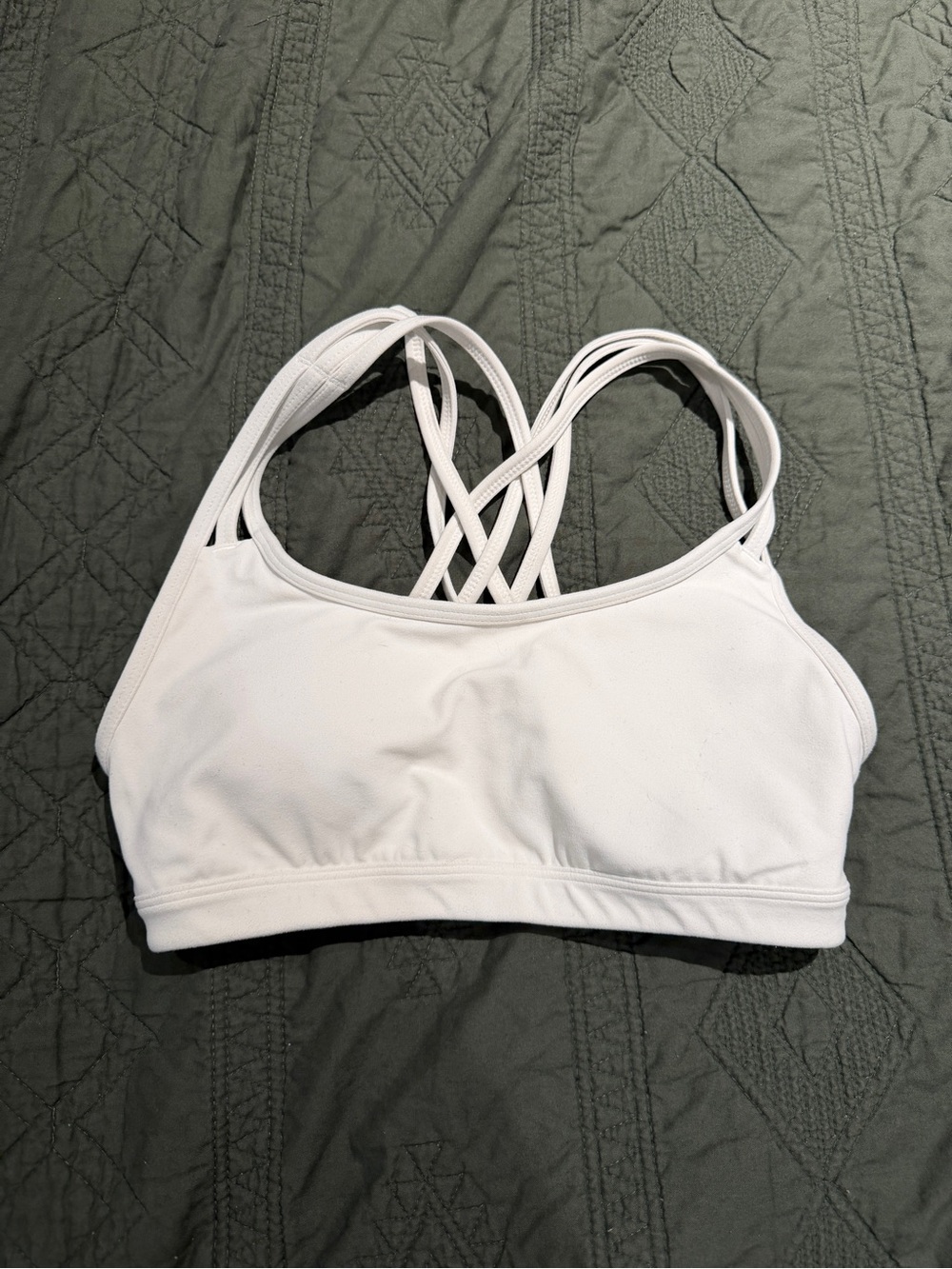 Crisscross Strappy White Sports Bra-Athleta